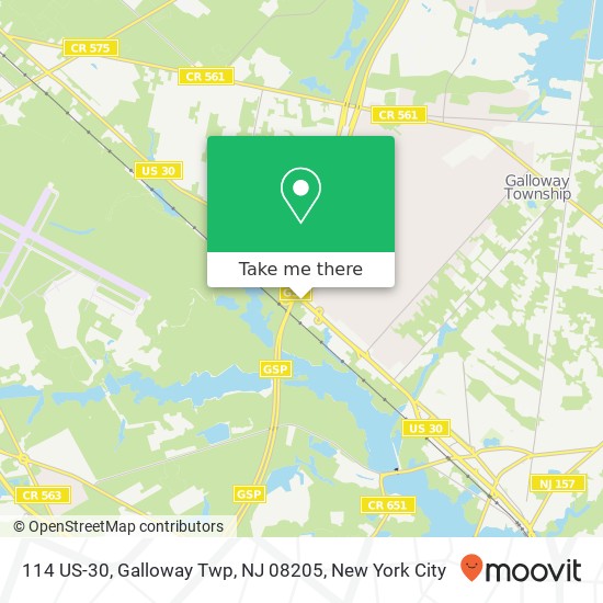 Mapa de 114 US-30, Galloway Twp, NJ 08205