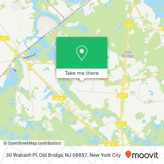 Mapa de 30 Wabash Pl, Old Bridge, NJ 08857