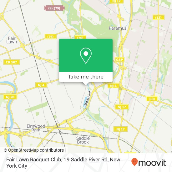 Mapa de Fair Lawn Racquet Club, 19 Saddle River Rd