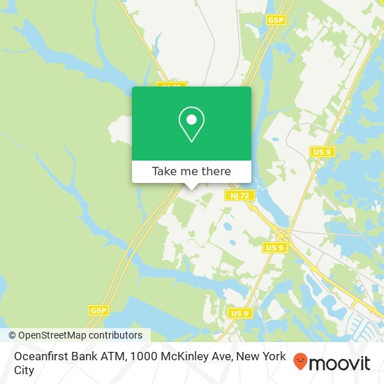 Mapa de Oceanfirst Bank ATM, 1000 McKinley Ave