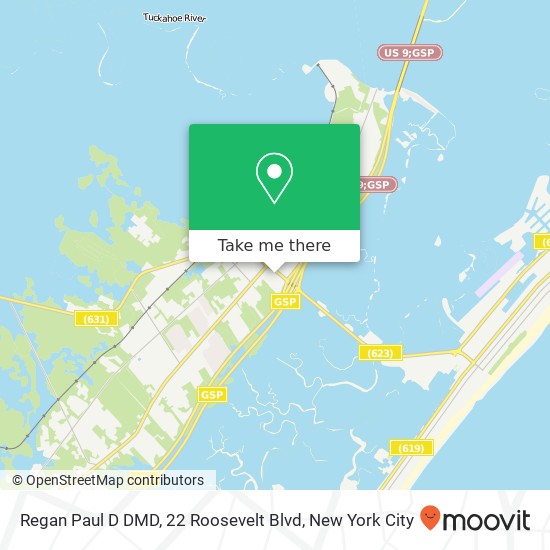 Mapa de Regan Paul D DMD, 22 Roosevelt Blvd