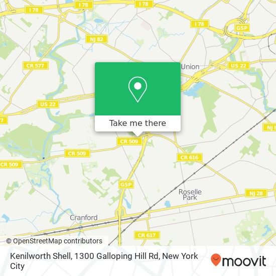 Kenilworth Shell, 1300 Galloping Hill Rd map