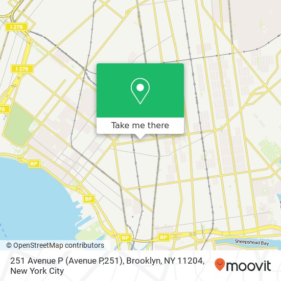 Mapa de 251 Avenue P (Avenue P,251), Brooklyn, NY 11204