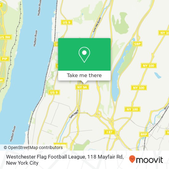 Mapa de Westchester Flag Football League, 118 Mayfair Rd