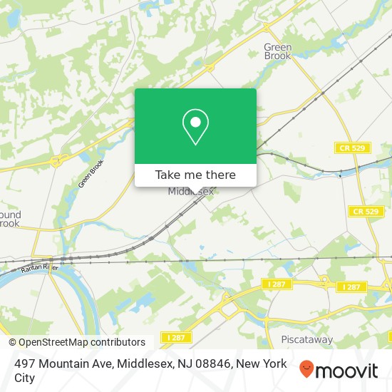 Mapa de 497 Mountain Ave, Middlesex, NJ 08846