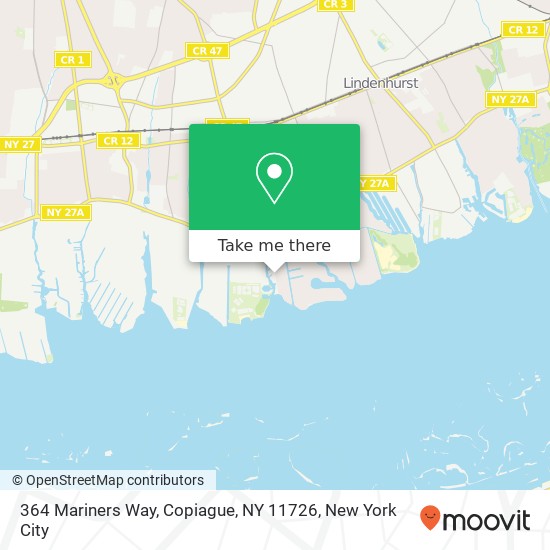 Mapa de 364 Mariners Way, Copiague, NY 11726