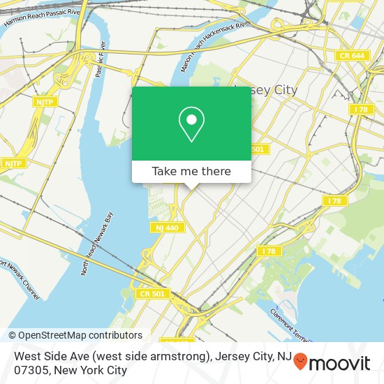 West Side Ave (west side armstrong), Jersey City, NJ 07305 map