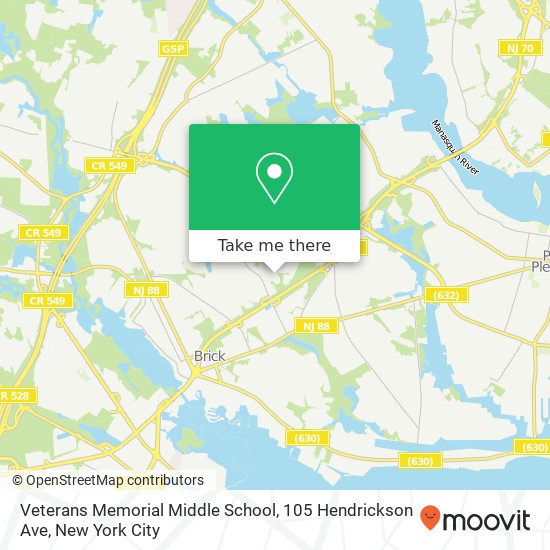 Mapa de Veterans Memorial Middle School, 105 Hendrickson Ave