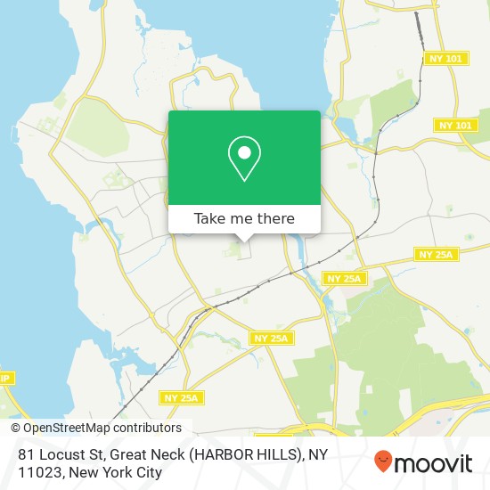 Mapa de 81 Locust St, Great Neck (HARBOR HILLS), NY 11023