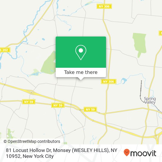 Mapa de 81 Locust Hollow Dr, Monsey (WESLEY HILLS), NY 10952