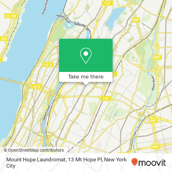 Mount Hope Laundromat, 13 Mt Hope Pl map