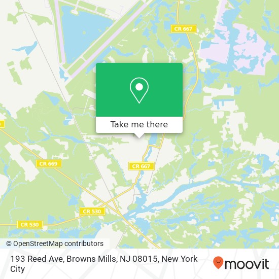 Mapa de 193 Reed Ave, Browns Mills, NJ 08015