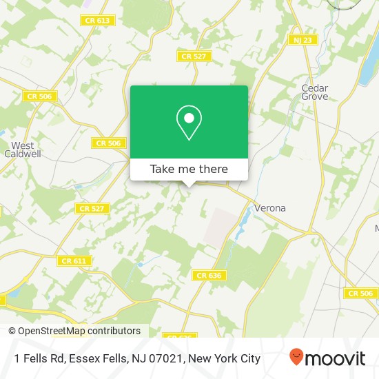 Mapa de 1 Fells Rd, Essex Fells, NJ 07021