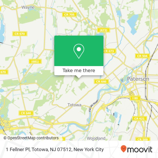 Mapa de 1 Fellner Pl, Totowa, NJ 07512