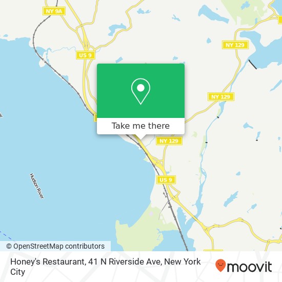 Mapa de Honey's Restaurant, 41 N Riverside Ave