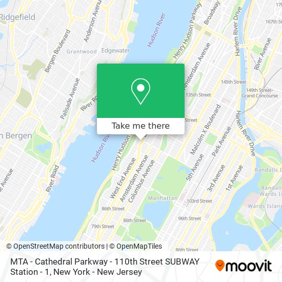 MTA - Cathedral Parkway - 110th Street SUBWAY Station - 1 map