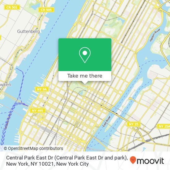 Central Park East Dr (Central Park East Dr and park), New York, NY 10021 map