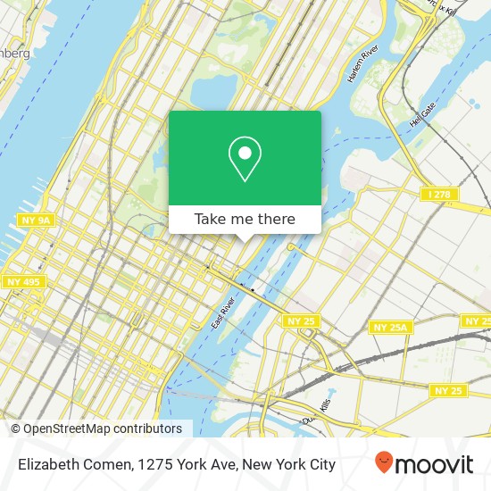 Mapa de Elizabeth Comen, 1275 York Ave