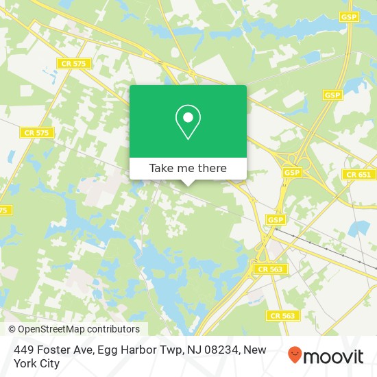 Mapa de 449 Foster Ave, Egg Harbor Twp, NJ 08234