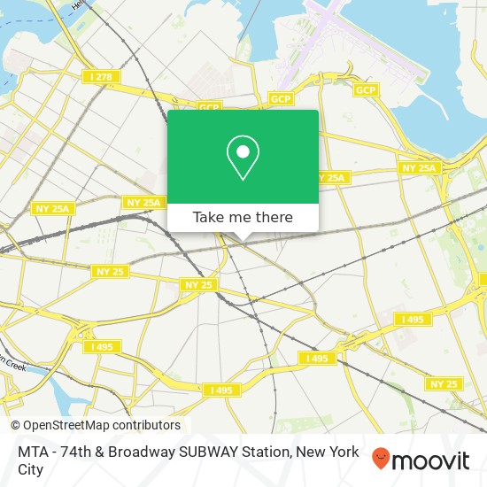 Mapa de MTA - 74th & Broadway SUBWAY Station