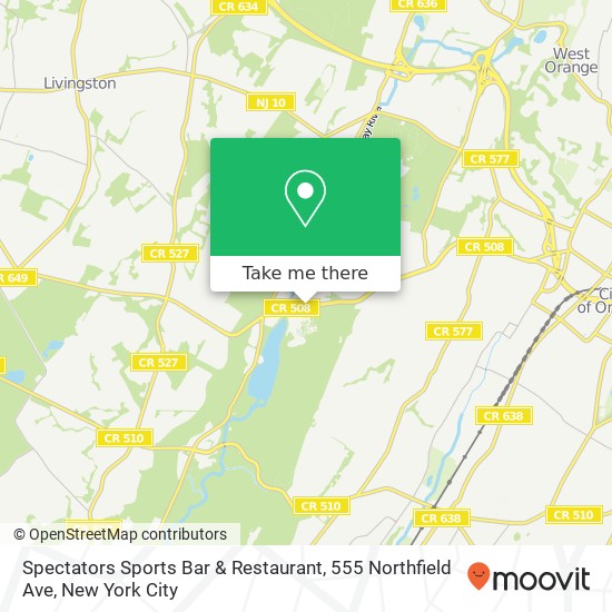 Mapa de Spectators Sports Bar & Restaurant, 555 Northfield Ave