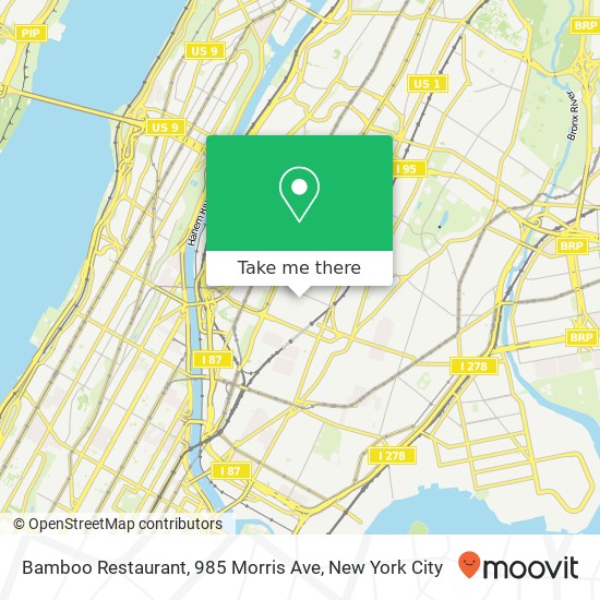 Bamboo Restaurant, 985 Morris Ave map