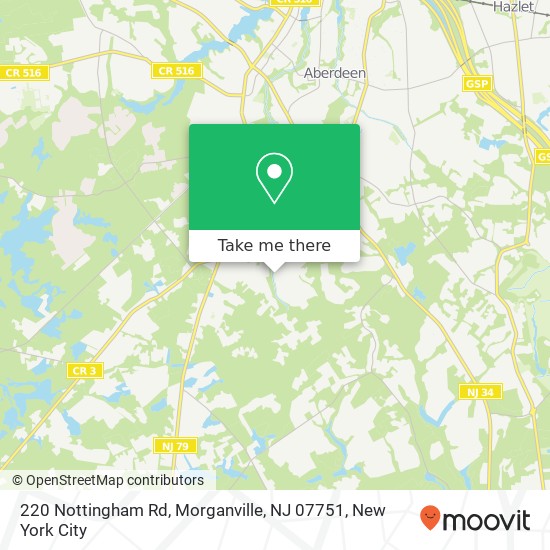 Mapa de 220 Nottingham Rd, Morganville, NJ 07751