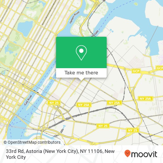 Mapa de 33rd Rd, Astoria (New York City), NY 11106
