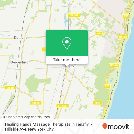 Healing Hands Massage Therapists in Tenafly, 7 Hillside Ave map