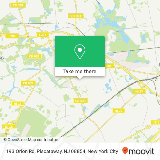 Mapa de 193 Orion Rd, Piscataway, NJ 08854