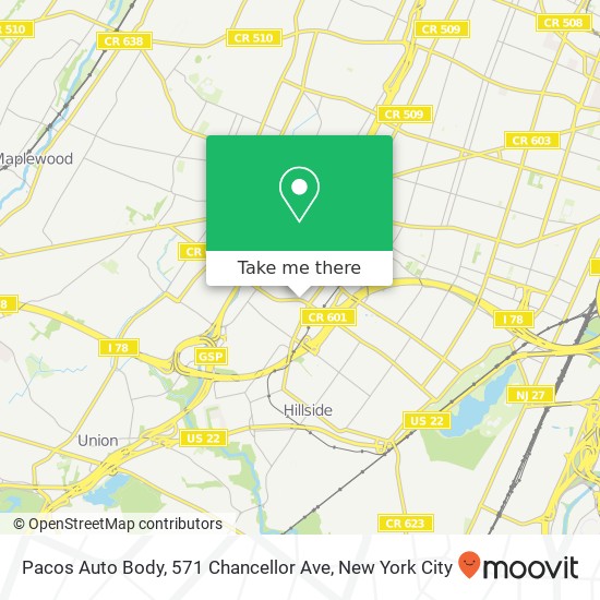 Mapa de Pacos Auto Body, 571 Chancellor Ave