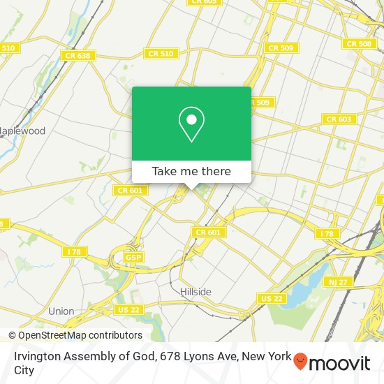 Irvington Assembly of God, 678 Lyons Ave map