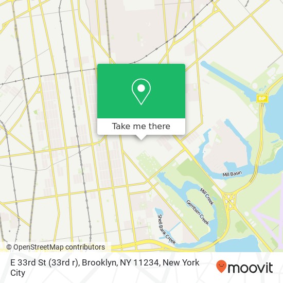 Mapa de E 33rd St (33rd r), Brooklyn, NY 11234