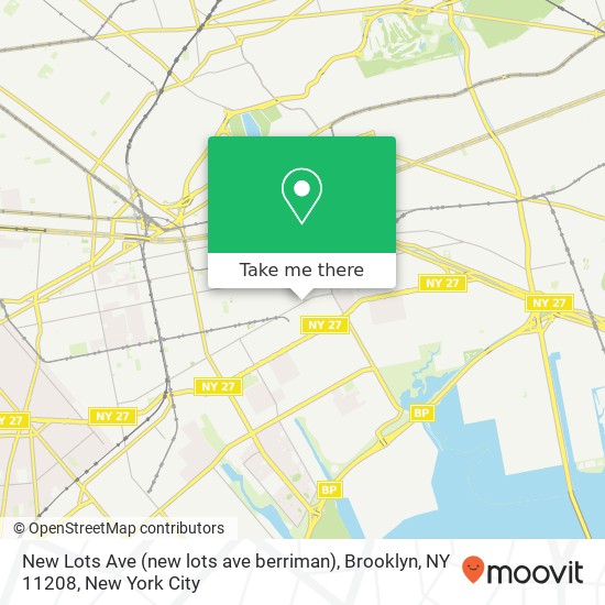 Mapa de New Lots Ave (new lots ave berriman), Brooklyn, NY 11208
