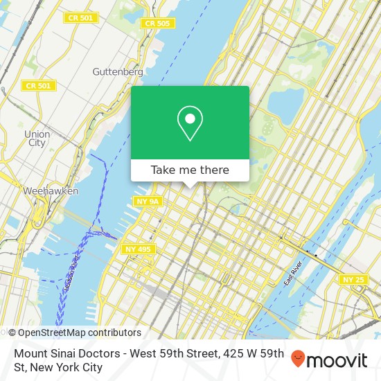 Mapa de Mount Sinai Doctors - West 59th Street, 425 W 59th St