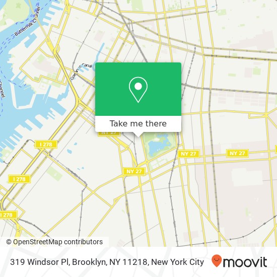 Mapa de 319 Windsor Pl, Brooklyn, NY 11218