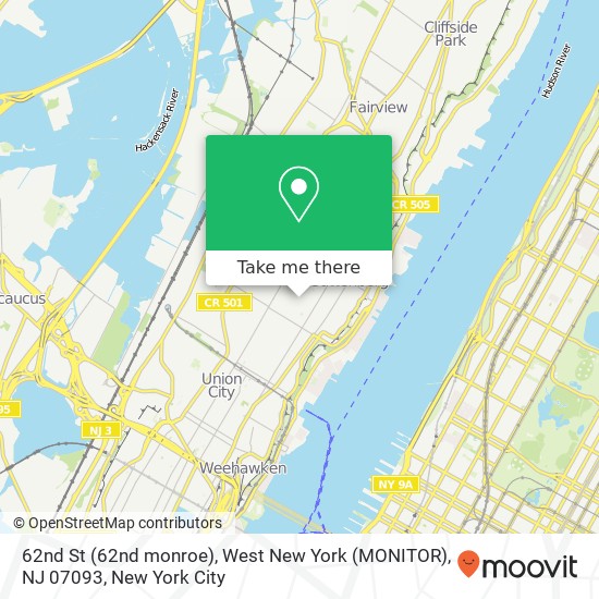 62nd St (62nd monroe), West New York (MONITOR), NJ 07093 map