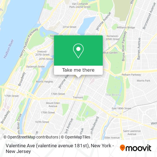 Mapa de Valentine Ave (valentine avenue 181st)