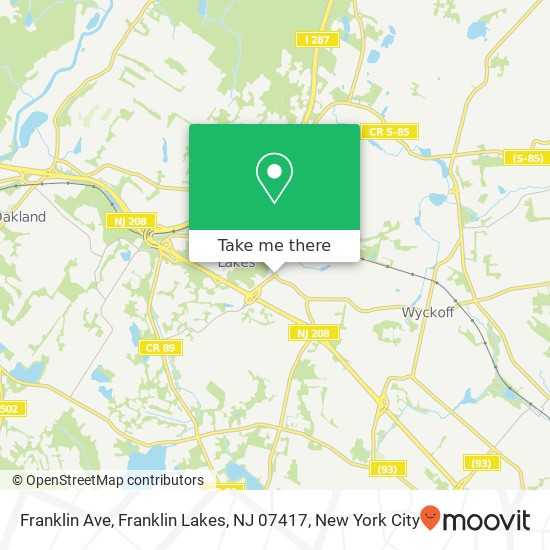 Mapa de Franklin Ave, Franklin Lakes, NJ 07417
