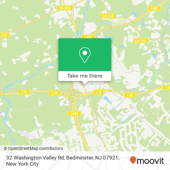 Mapa de 32 Washington Valley Rd, Bedminster, NJ 07921