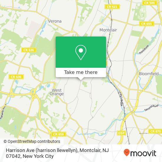 Mapa de Harrison Ave (harrison llewellyn), Montclair, NJ 07042