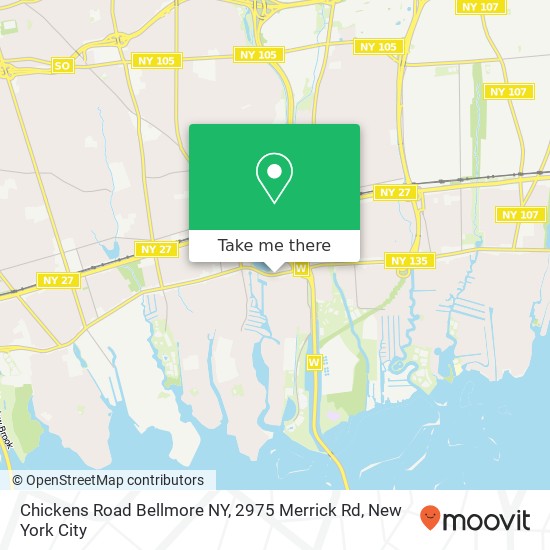 Chickens Road Bellmore NY, 2975 Merrick Rd map