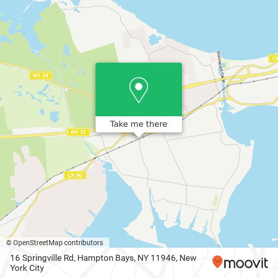 Mapa de 16 Springville Rd, Hampton Bays, NY 11946