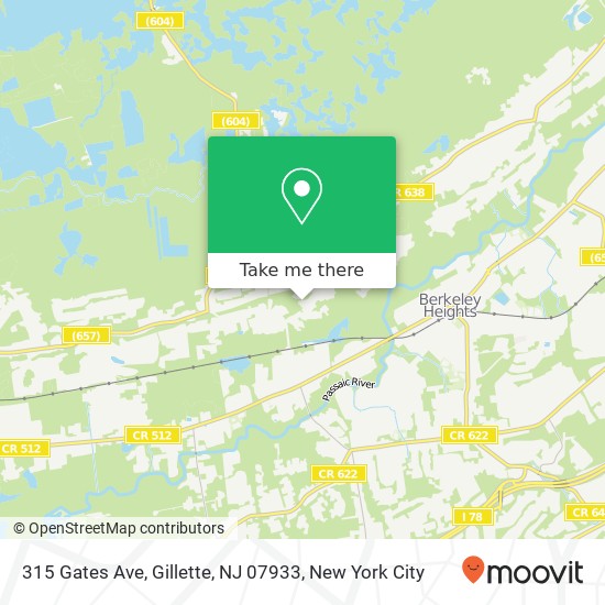 Mapa de 315 Gates Ave, Gillette, NJ 07933