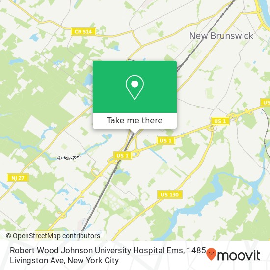 Mapa de Robert Wood Johnson University Hospital Ems, 1485 Livingston Ave