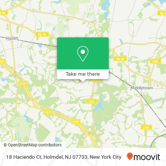 Mapa de 18 Haciendo Ct, Holmdel, NJ 07733