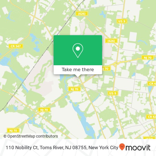 Mapa de 110 Nobility Ct, Toms River, NJ 08755