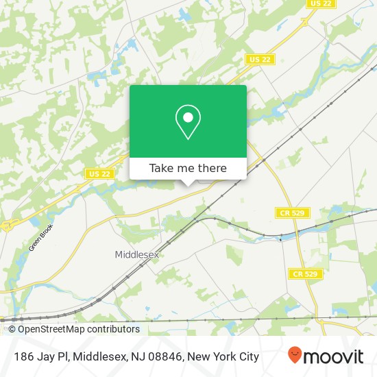 Mapa de 186 Jay Pl, Middlesex, NJ 08846