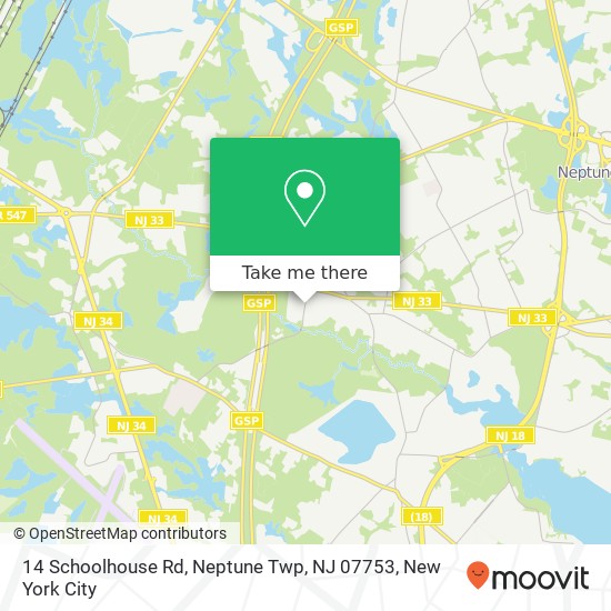 Mapa de 14 Schoolhouse Rd, Neptune Twp, NJ 07753