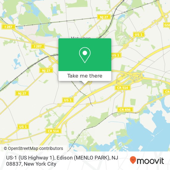 Mapa de US-1 (US Highway 1), Edison (MENLO PARK), NJ 08837